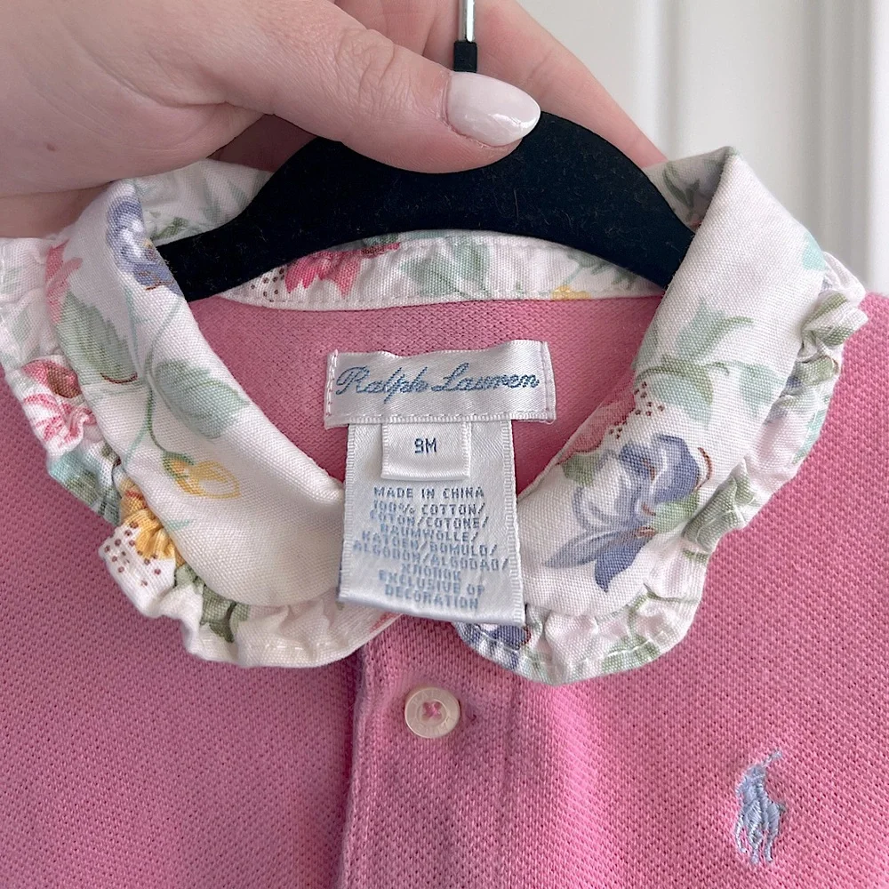 Ralph Lauren Pink Polo Dress with Floral Collar